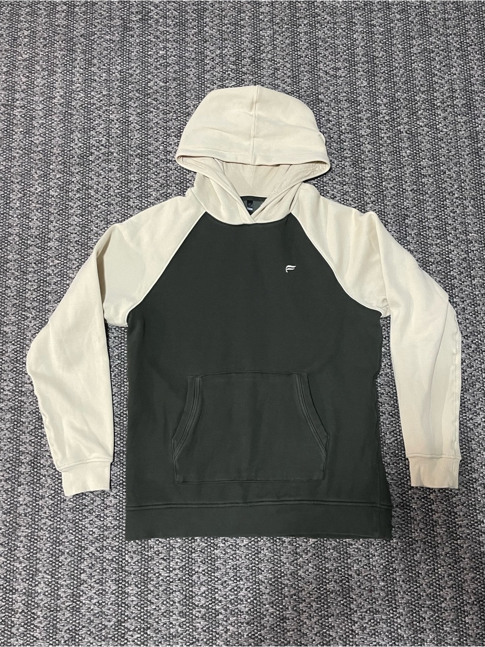 Fabletics Two-Tone Postgame Hooded Pullover - Green & Cream